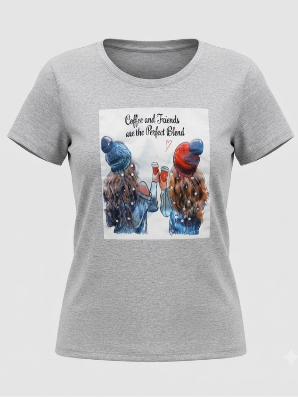 Y2K 00s Heather Gray Coffee and Friends Design TShirt XL Boho Chic